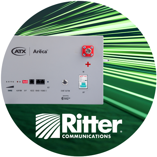 Areca Hybrid Supercapacitor and Ritter Communications logo