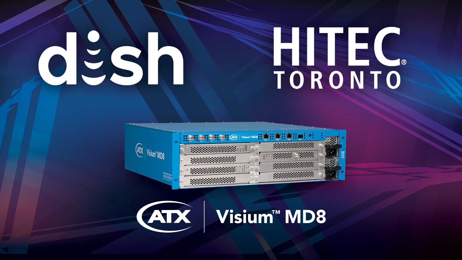 Dish logo, HITEC Toronto logo, ATX MD8