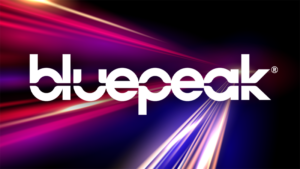 Bluepeak logo on colorful background