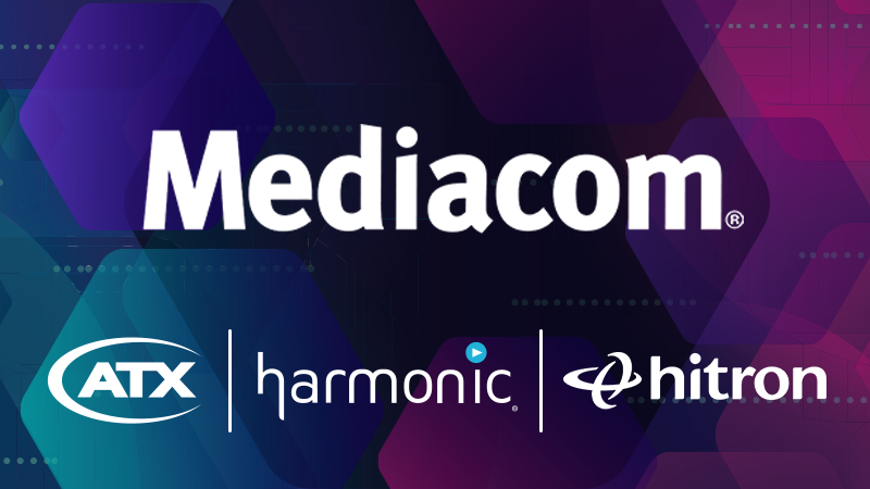 Logos for Mediacom, ATX Networks, Harmonic, and Hitron
