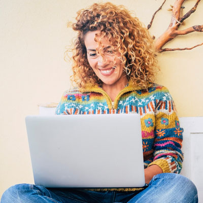 Customer using internet service on laptop