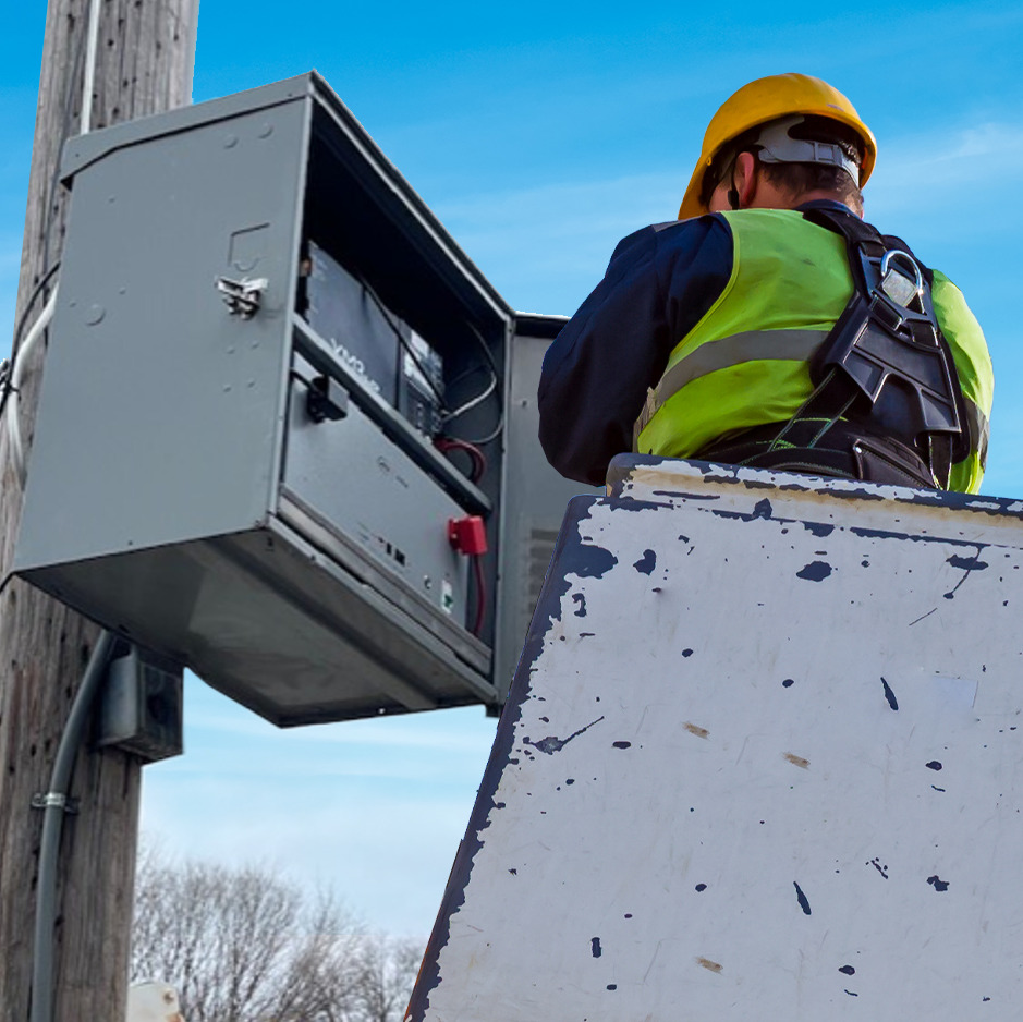Areca Energy Storage being installed on pole
