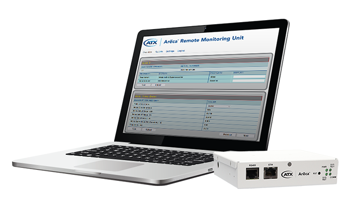 Areca Remote Monitoring Unit and GUI on laptop