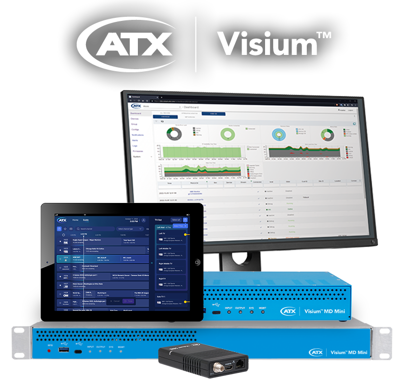 Visium MVP Solution products: Visium MD Mini and control app, Visium Set-back Box, and Visium Manager