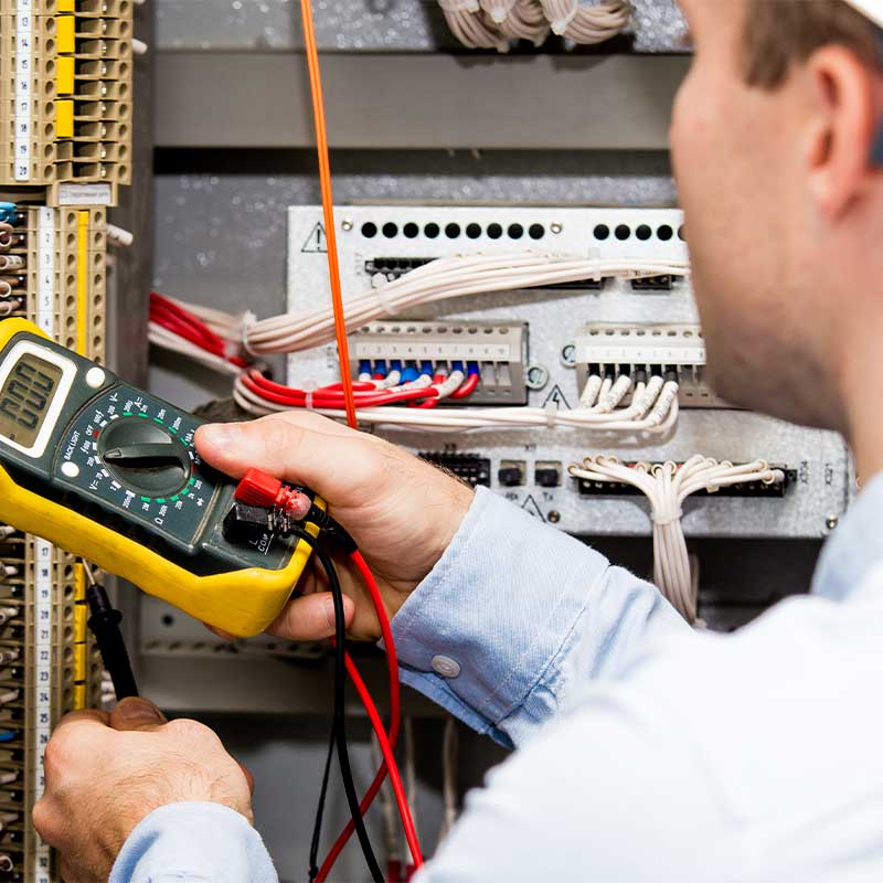 Engineer checking power supply