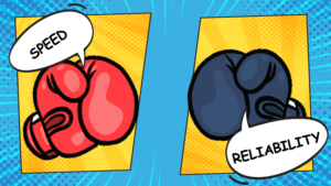 Boxing gloves animation featuring Speed and Reliability making a MSO Win