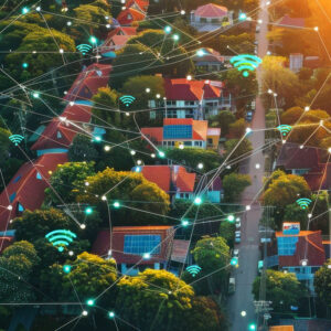 Residential area with WiFi connections