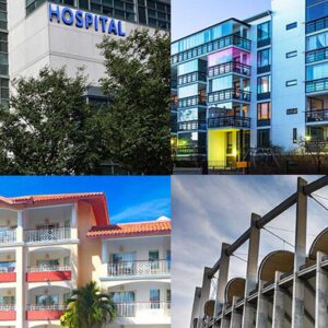 hospital, hotel, apartment, venue